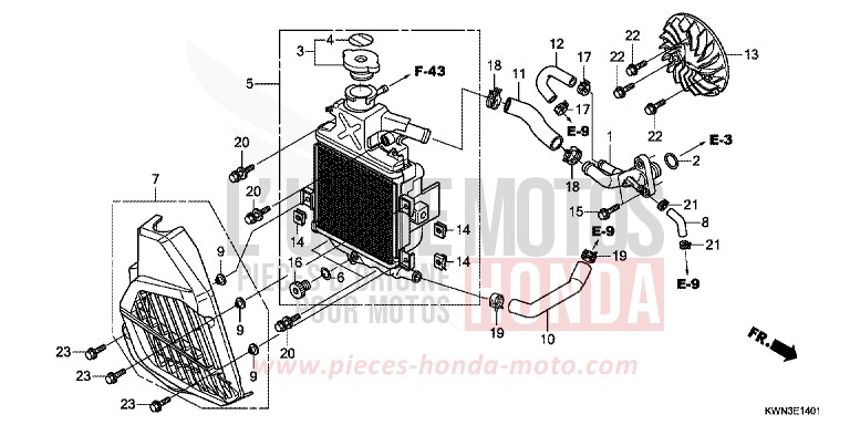 RADIATOR (WW125EX2C/EX2D/EX2E/D) for PCX 125 SEAL SILVER METALLIC (NHA14) from 2012